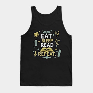 Eat Sleep Read Repeat, Funny Reading Tank Top